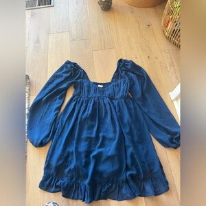 Elegant Navy Blue Long Sleeve Dress